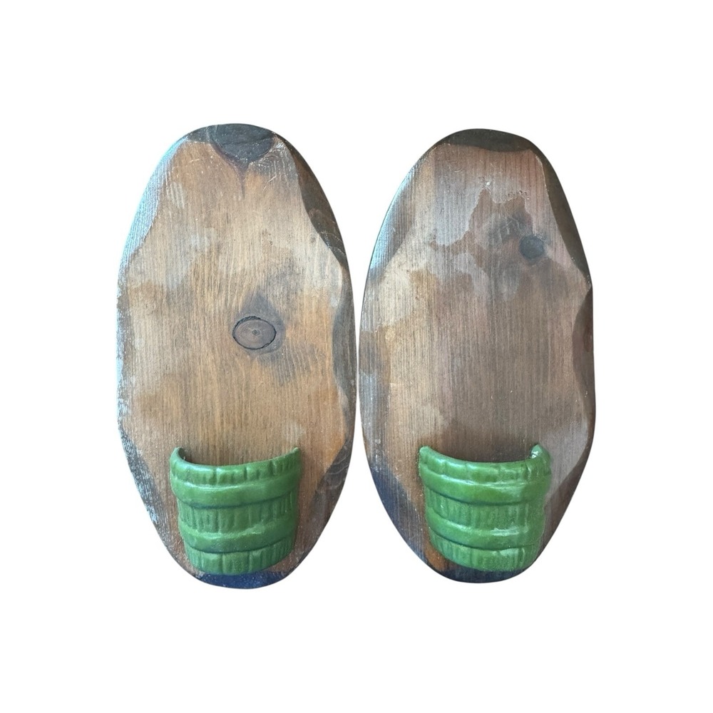 Pair Vintage 4x7 Oval Wood Wall Sconces Pipe Candle Holders Handcrafted Rustic